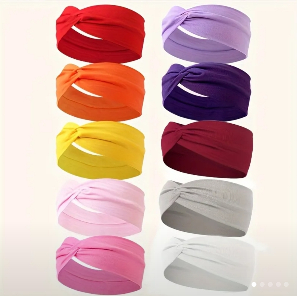 Set 10 Colorful Cross Knot Headbands Stretchy NWT